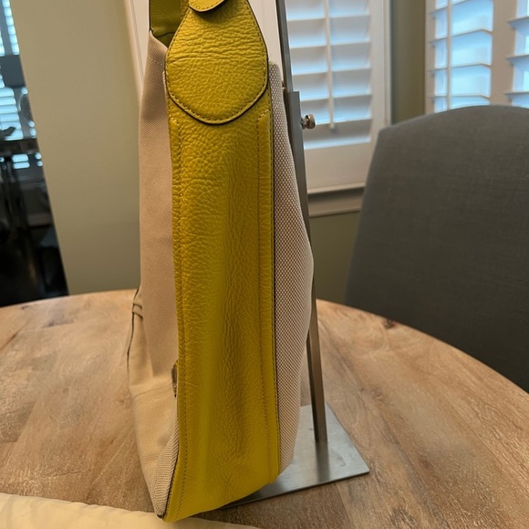 Coach Avery Hobo F28911 Natural & Chartreuse Canvas Leather Shoulder Bag - Picture 6 of 15